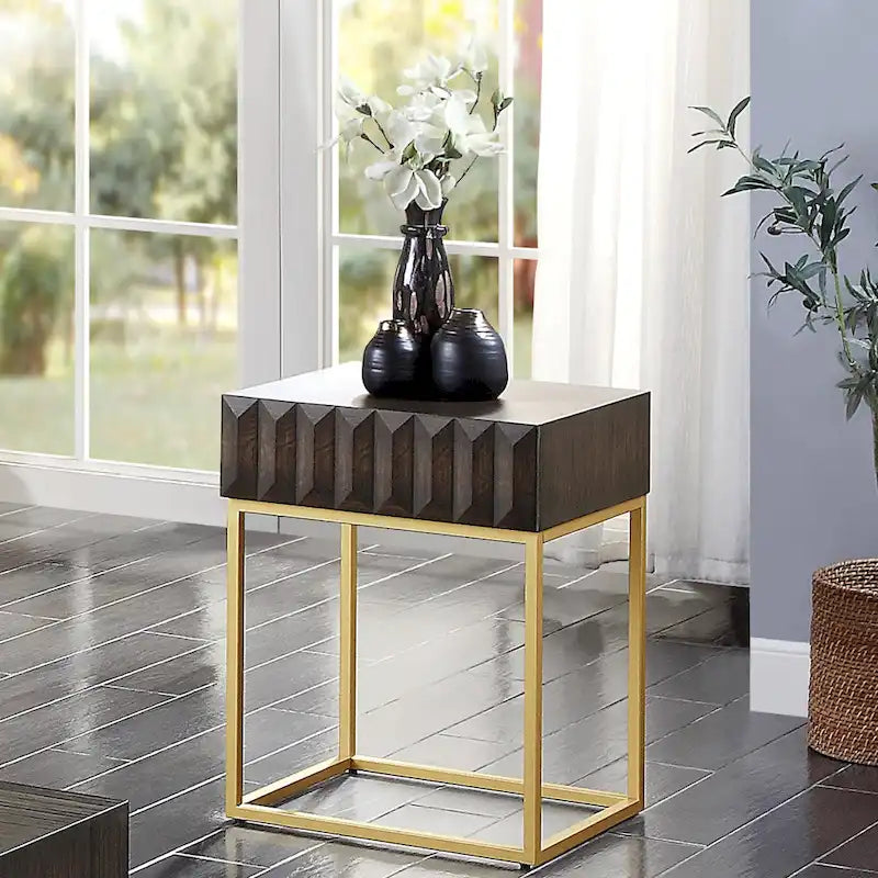 Bird Contemporary Steel 1-Drawer Accent Table by Furniture of America
