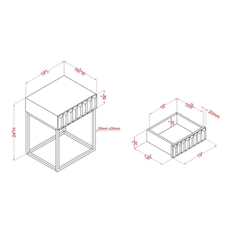 Bird Contemporary Steel 1-Drawer Accent Table by Furniture of America