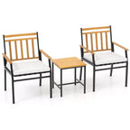 Costway 3 PCS Outdoor Furniture Set with Coffee Table Heavy-Duty Metal Frame for Balcony