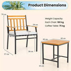 Costway 3 PCS Outdoor Furniture Set with Coffee Table Heavy-Duty Metal Frame for Balcony