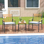 Costway 3 PCS Outdoor Furniture Set with Coffee Table Heavy-Duty Metal Frame for Balcony