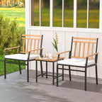 Costway 3 PCS Outdoor Furniture Set with Coffee Table Heavy-Duty Metal Frame for Balcony