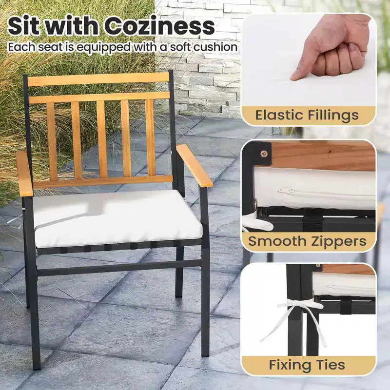 Costway 3 PCS Outdoor Furniture Set with Coffee Table Heavy-Duty Metal Frame for Balcony