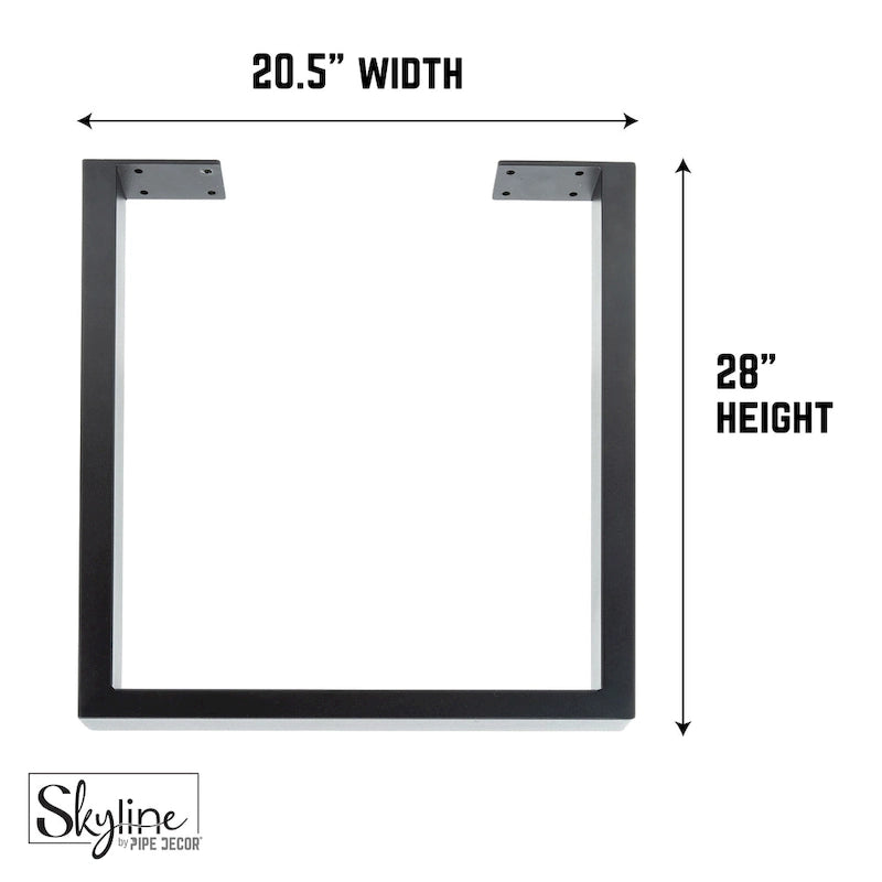 PIPE DECOR Pieds de table de salon carrés modernes en acier noir mat, lot de 2