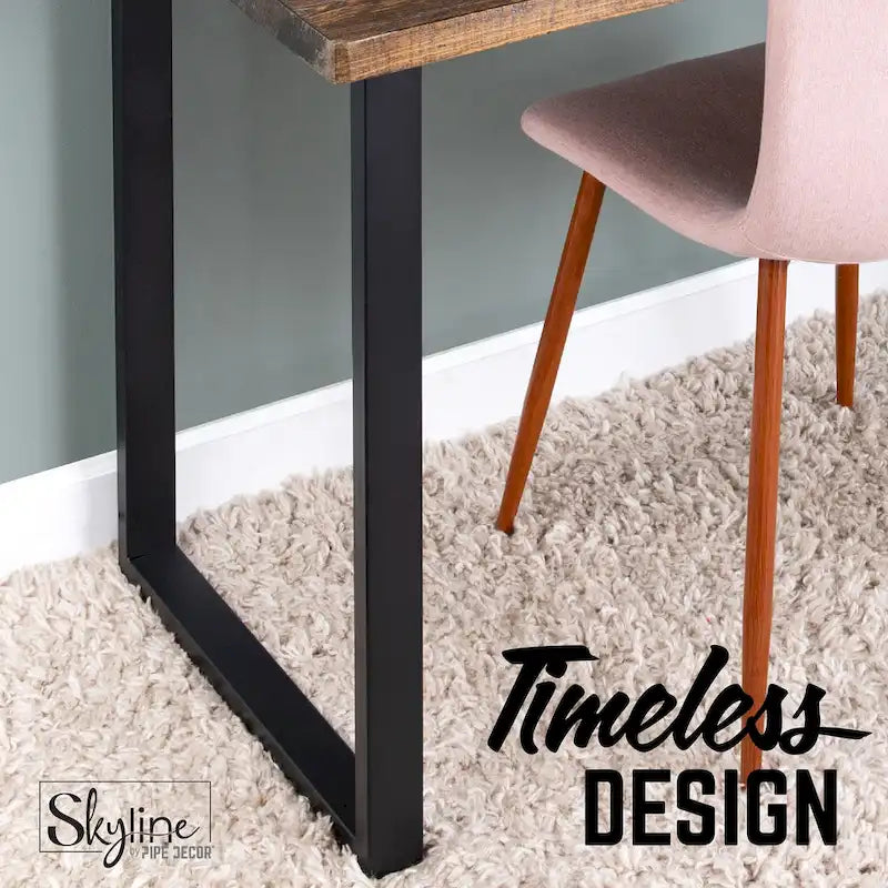 PIPE DECOR Pieds de table de salon carrés modernes en acier noir mat, lot de 2