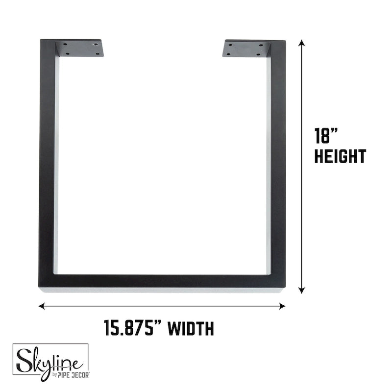 PIPE DECOR Pieds de table de salon carrés modernes en acier noir mat, lot de 2