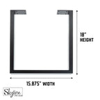 PIPE DECOR Pieds de table de salon carrés modernes en acier noir mat, lot de 2