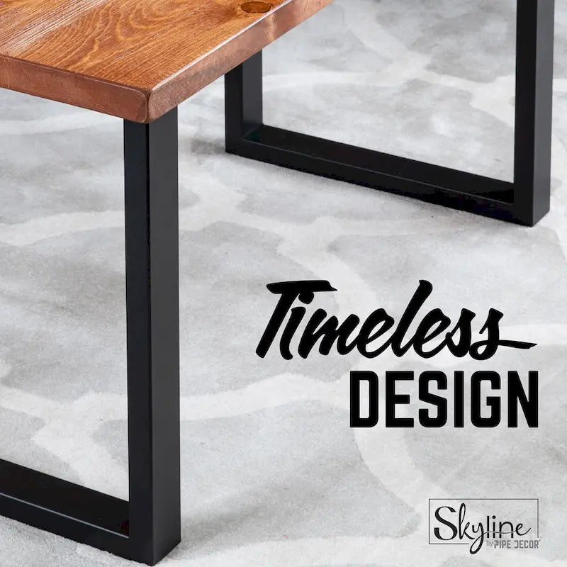 PIPE DECOR Pieds de table de salon carrés modernes en acier noir mat, lot de 2
