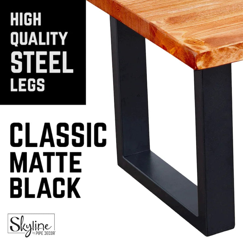 PIPE DECOR Pieds de table de salon carrés modernes en acier noir mat, lot de 2