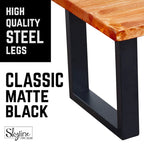 PIPE DECOR Pieds de table de salon carrés modernes en acier noir mat, lot de 2
