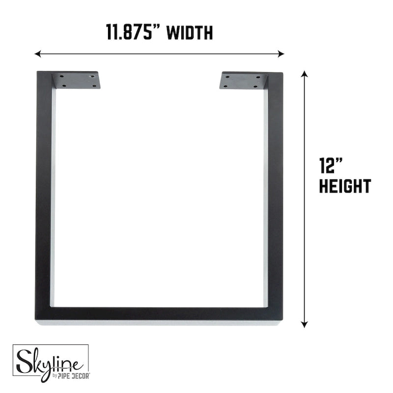 PIPE DECOR Pieds de table de salon carrés modernes en acier noir mat, lot de 2