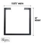 PIPE DECOR Pieds de table de salon carrés modernes en acier noir mat, lot de 2