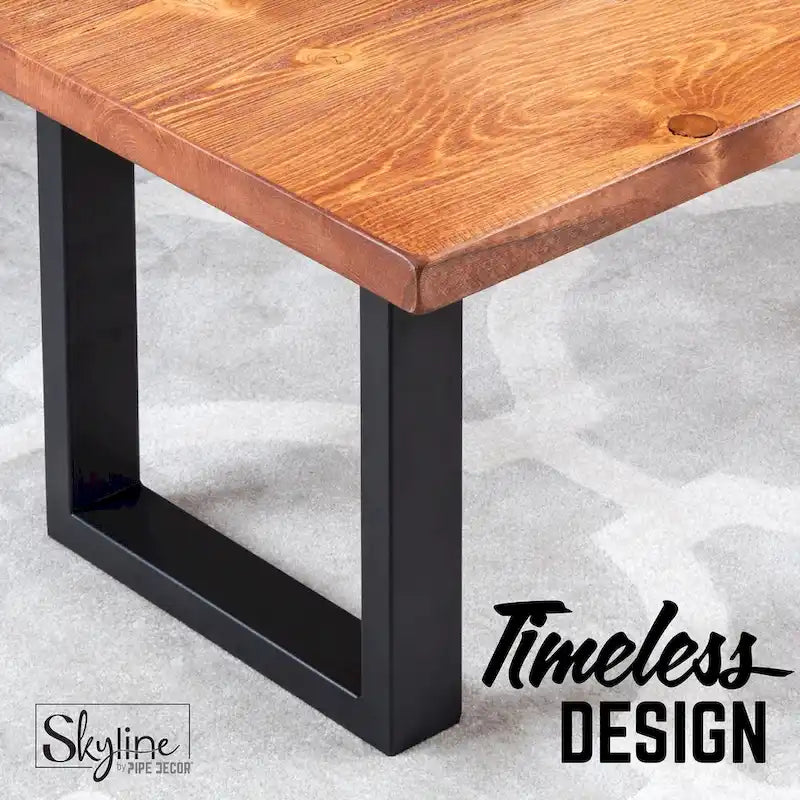 PIPE DECOR Pieds de table de salon carrés modernes en acier noir mat, lot de 2