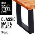 PIPE DECOR Pieds de table de salon carrés modernes en acier noir mat, lot de 2