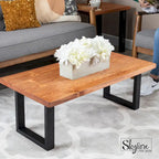 PIPE DECOR Pieds de table de salon carrés modernes en acier noir mat, lot de 2
