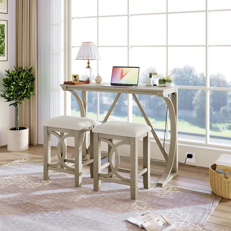 Farmhouse 3-Piece Counter Height Dining Table Set