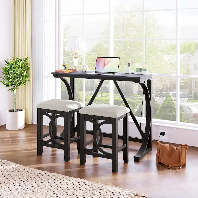 Farmhouse 3-Piece Counter Height Dining Table Set