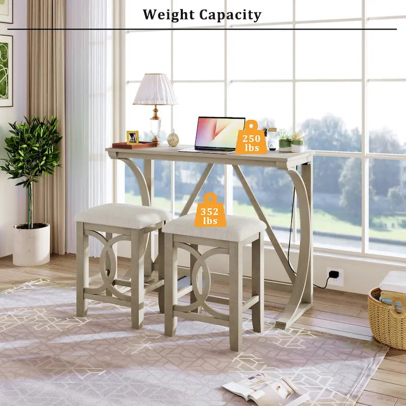 Farmhouse 3-Piece Counter Height Dining Table Set