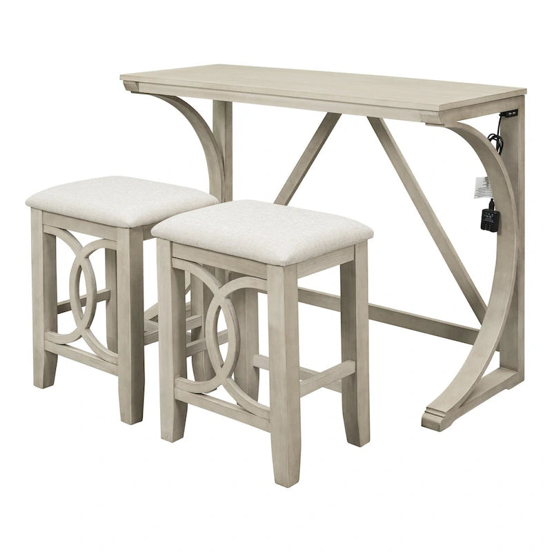 Farmhouse 3-Piece Counter Height Dining Table Set