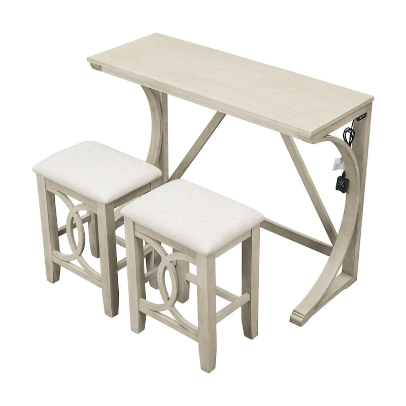 Farmhouse 3-Piece Counter Height Dining Table Set