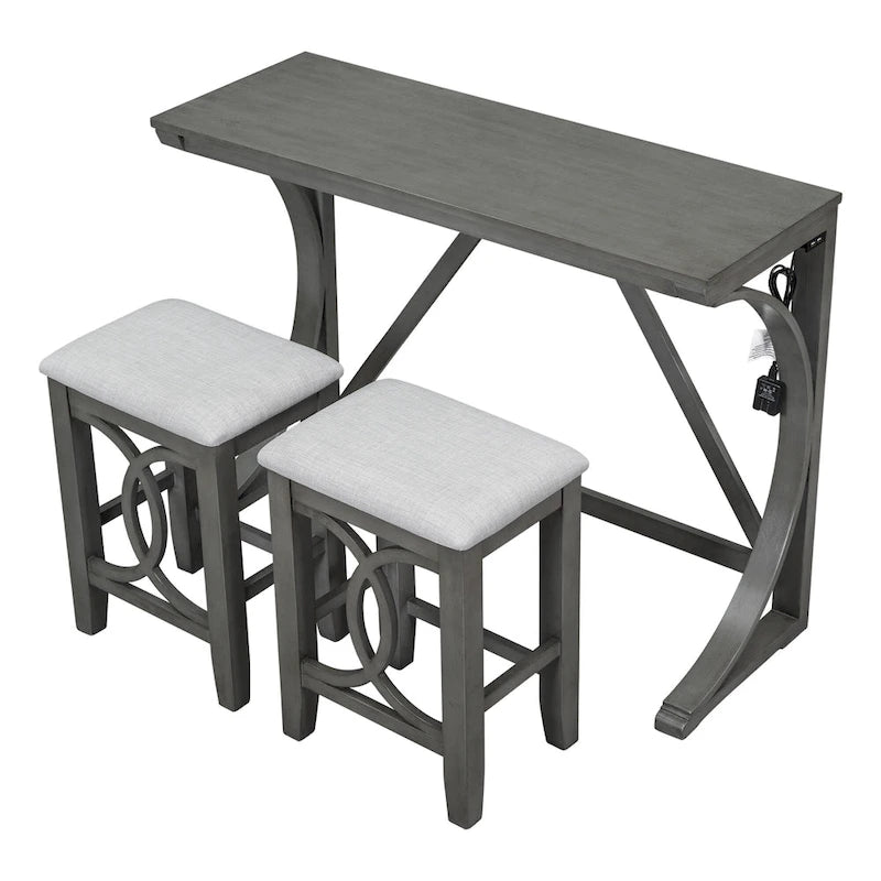 Farmhouse 3-Piece Counter Height Dining Table Set