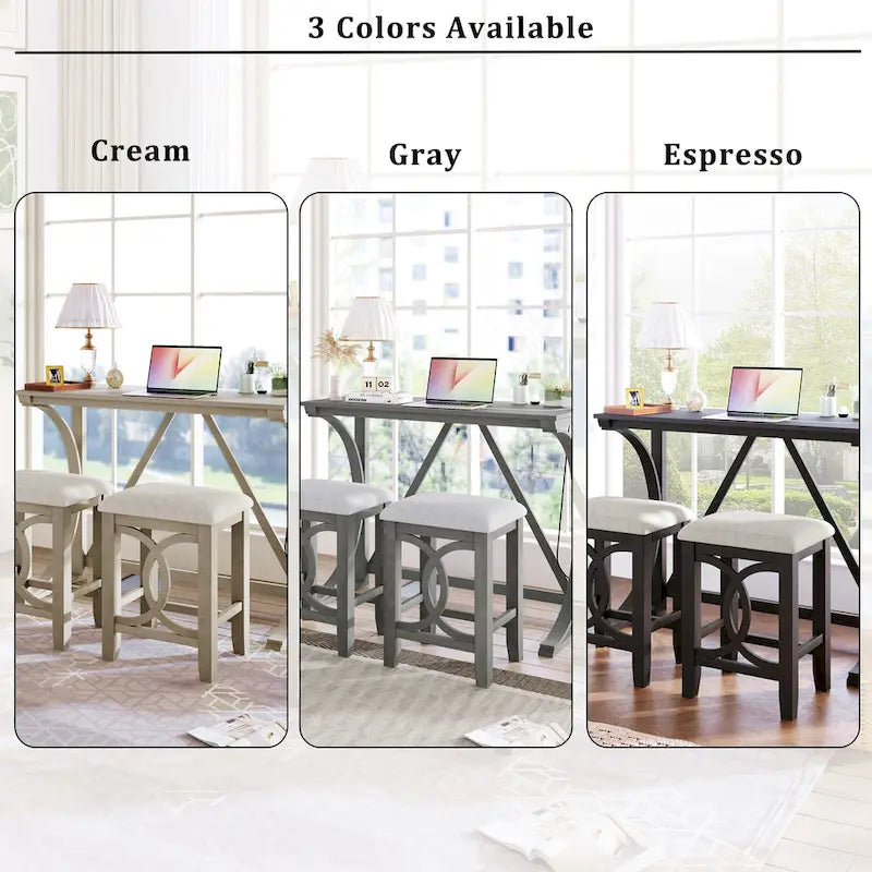 Farmhouse 3-Piece Counter Height Dining Table Set