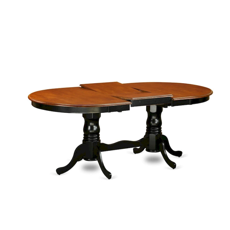 East West Furniture Dining Table Set- an Oval Dining Room Table and Wooden Seat Chairs, Black & Cherry (Pieces Options)