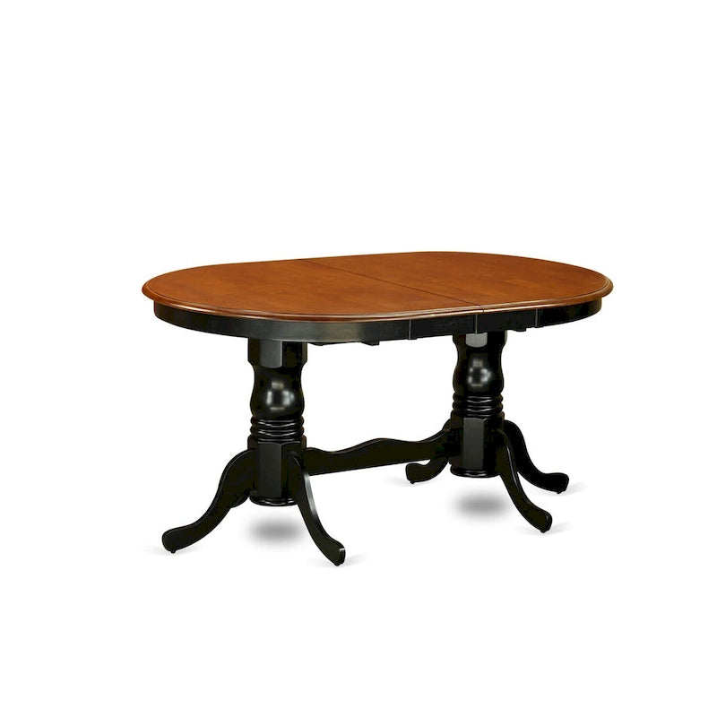 East West Furniture Dining Table Set- an Oval Dining Room Table and Wooden Seat Chairs, Black & Cherry (Pieces Options)