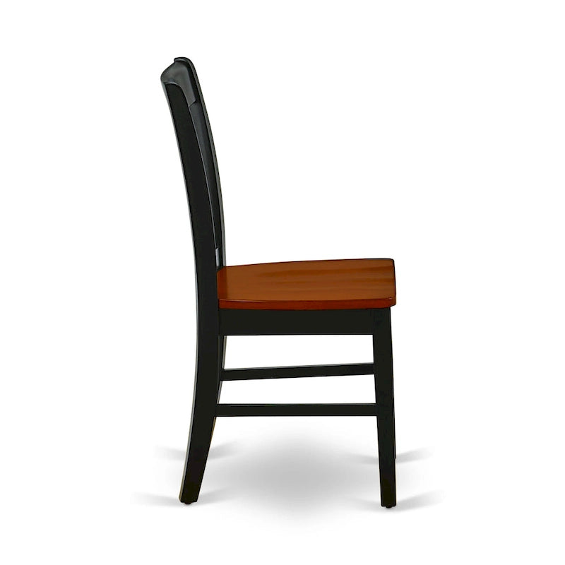 East West Furniture Dining Table Set- an Oval Dining Room Table and Wooden Seat Chairs, Black & Cherry (Pieces Options)