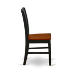 East West Furniture Dining Table Set- an Oval Dining Room Table and Wooden Seat Chairs, Black & Cherry (Pieces Options)