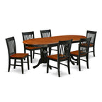 East West Furniture Dining Table Set- an Oval Dining Room Table and Wooden Seat Chairs, Black & Cherry (Pieces Options)