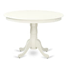 East West Furniture Ensemble de table à manger 3 pièces - une table de cuisine avec piédestal et 2 chaises Parsons en tissu de lin (options de finition)