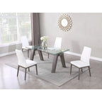 Ensemble de salle à manger moderne Somette avec table en verre extensible et chaises bicolores