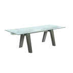Ensemble de salle à manger moderne Somette avec table en verre extensible et chaises bicolores