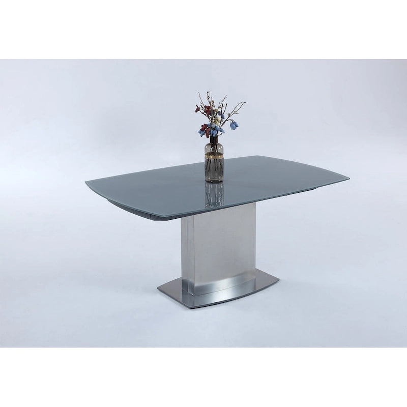Table de salle à manger Somette Maya avec plateau en verre - Gris/Argent