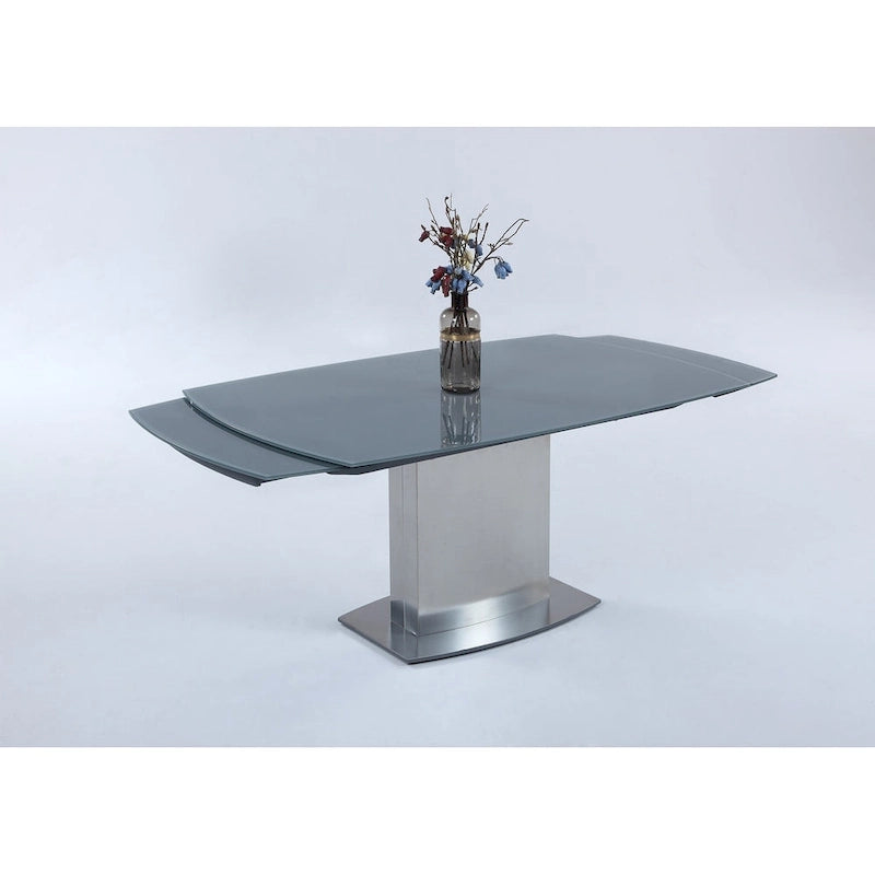 Table de salle à manger Somette Maya avec plateau en verre - Gris/Argent