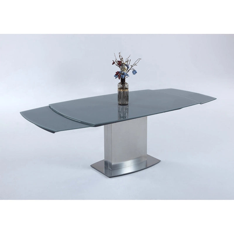 Table de salle à manger Somette Maya avec plateau en verre - Gris/Argent