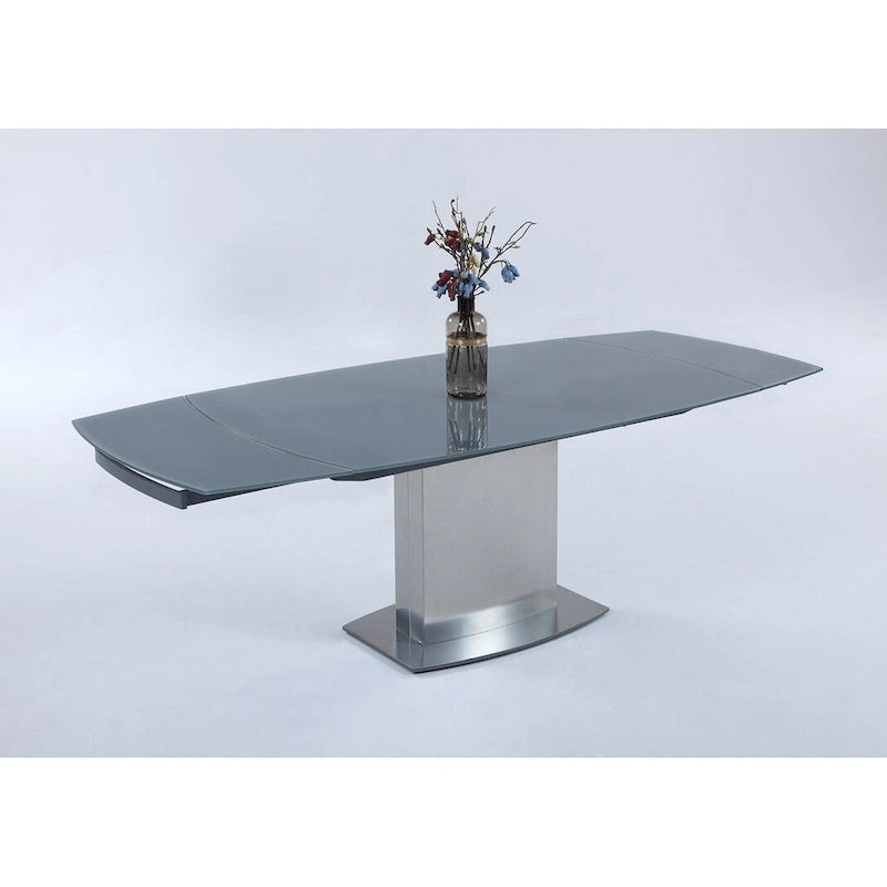 Table de salle à manger Somette Maya avec plateau en verre - Gris/Argent