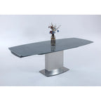Table de salle à manger Somette Maya avec plateau en verre - Gris/Argent