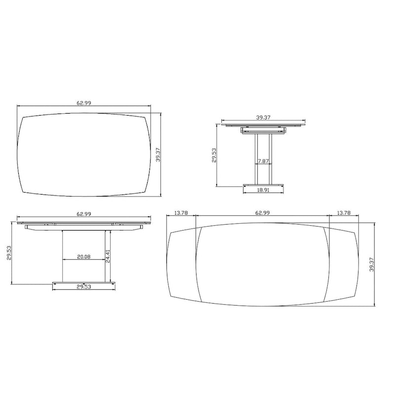 Table de salle à manger Somette Maya avec plateau en verre - Gris/Argent