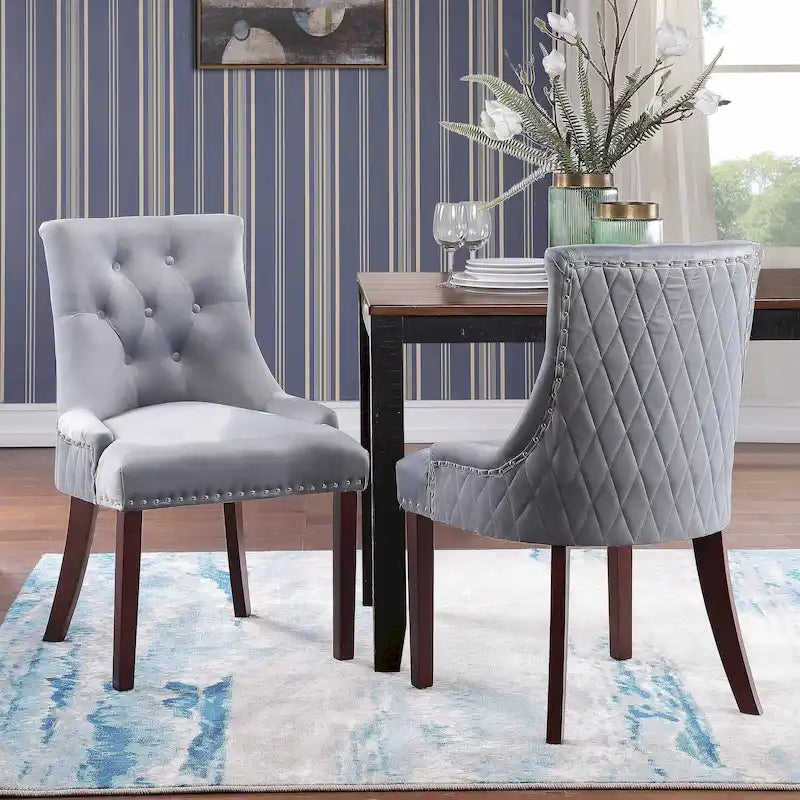 Chaises de salle à manger Flohr en velours touffeté Silver Orchid (lot de 2)