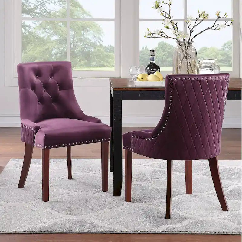 Chaises de salle à manger Flohr en velours touffeté Silver Orchid (lot de 2)