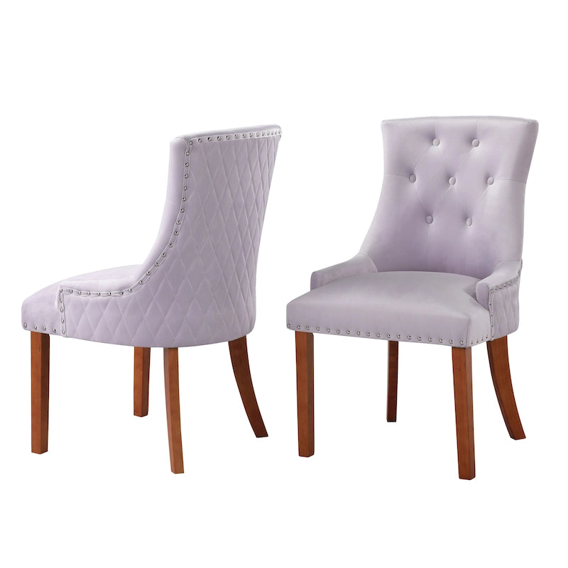 Chaises de salle à manger Flohr en velours touffeté Silver Orchid (lot de 2)