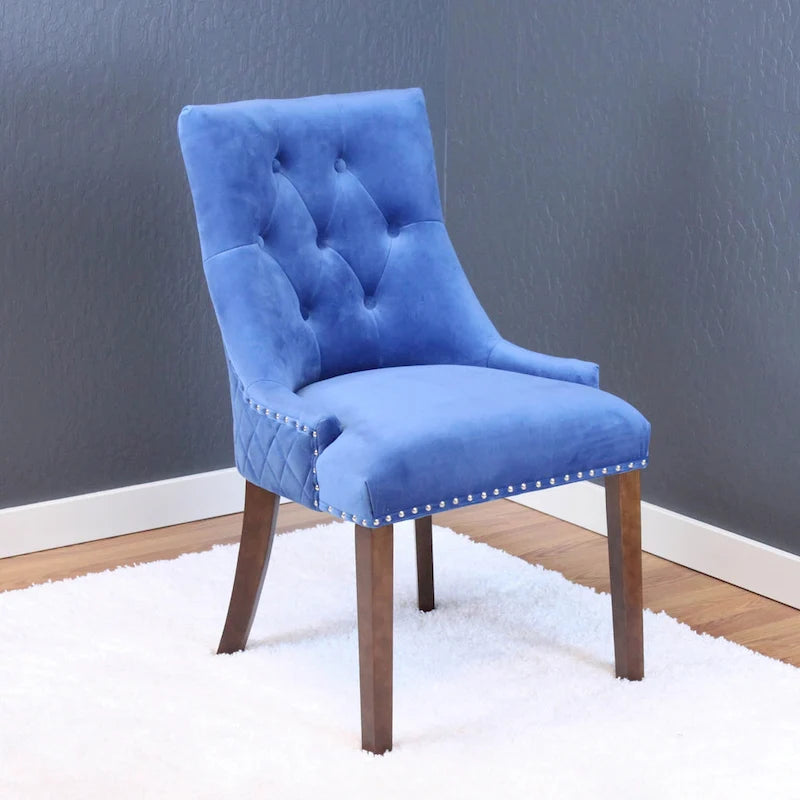 Silver Orchid Flohr Tufted Velvet Dining Chairs (Set of 2)