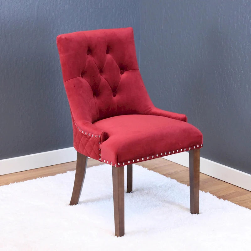 Silver Orchid Flohr Tufted Velvet Dining Chairs (Set of 2)