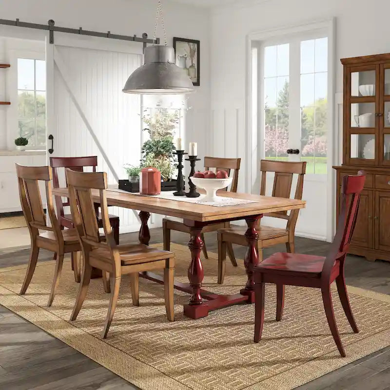 Table à manger en chêne Eleanor de 78 pouces avec piètement tréteau à pieds tournés par iNSPIRE Q Classic