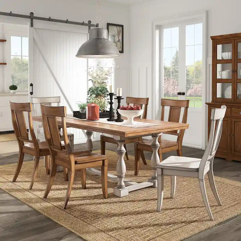 Table à manger en chêne Eleanor de 78 pouces avec piètement tréteau à pieds tournés par iNSPIRE Q Classic