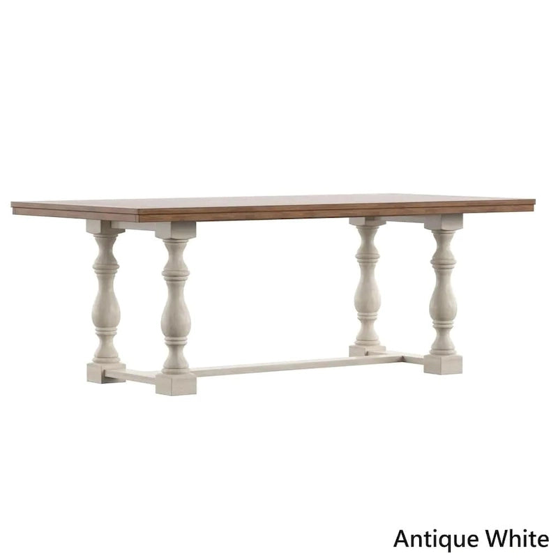 Table à manger en chêne Eleanor de 78 pouces avec piètement tréteau à pieds tournés par iNSPIRE Q Classic