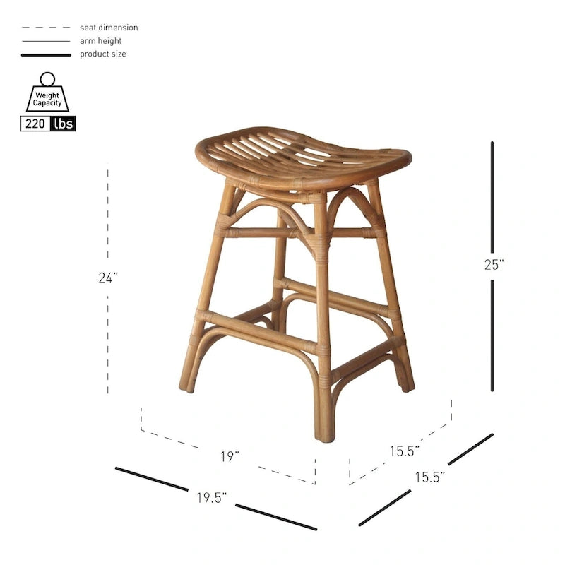 Tabouret de comptoir en rotin Damara