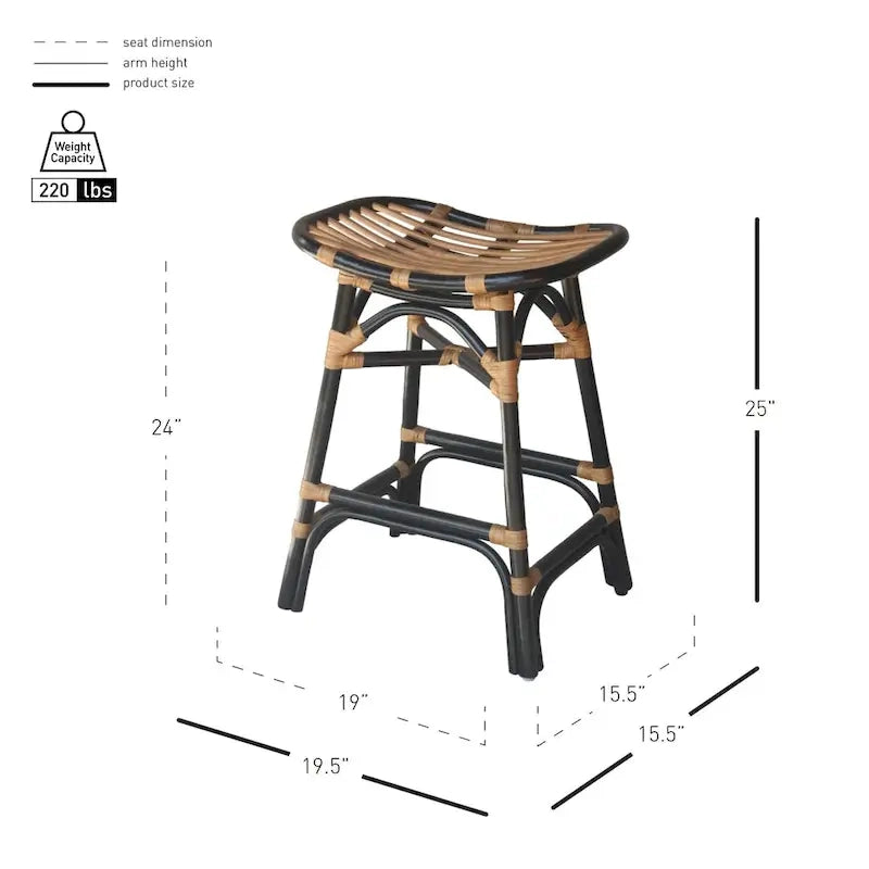 Tabouret de comptoir en rotin Damara